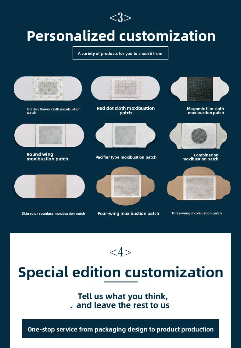 10 Pieces Boxed Moxibustion Patch Self-heating Customized Label OEM Hot Compress Moxibustion Patch MOQ:100boxes